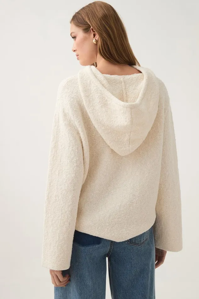 Aje Knitwear and Jumpers Lyla Knit Hoodie Ivory 8211 Women Aje Knitwear and Jumpers Lyla Knit Hoodie Ivory 8211 Women