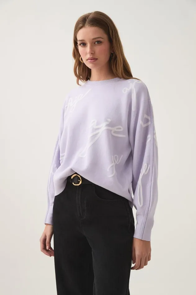 Aje Knitwear and Jumpers Resemblance Logo Knit Lilac ivory 8211 Women