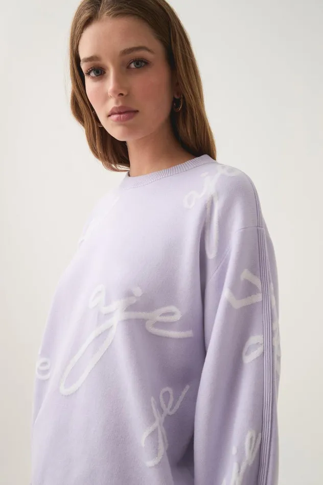 Aje Knitwear and Jumpers Resemblance Logo Knit Lilac ivory 8211 Women Aje Knitwear and Jumpers Resemblance Logo Knit Lilac ivory 8211 Women