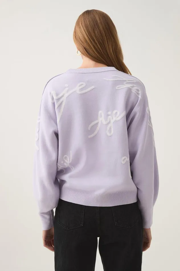 Aje Knitwear and Jumpers Resemblance Logo Knit Lilac ivory 8211 Women Aje Knitwear and Jumpers Resemblance Logo Knit Lilac ivory 8211 Women