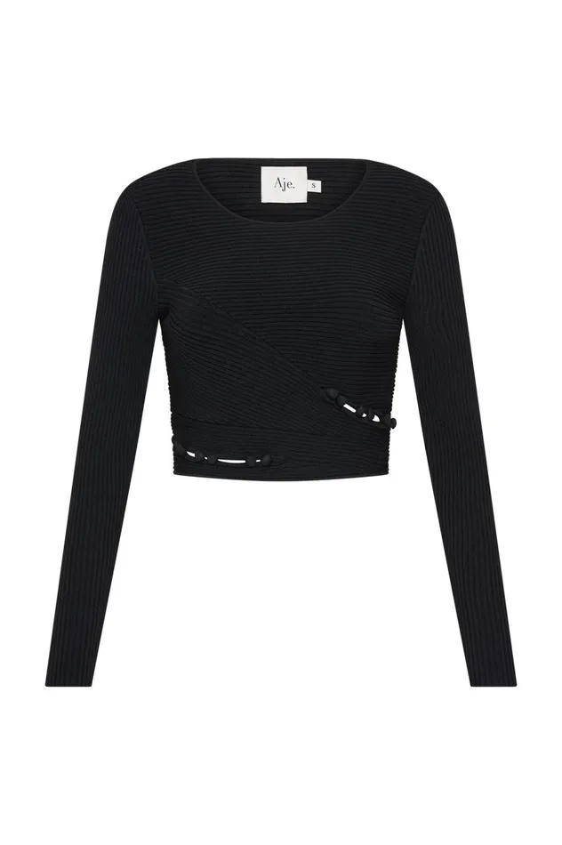 Aje Knitwear and Jumpers Resolute Button Detail Top Black 8211 Women Aje Knitwear and Jumpers Resolute Button Detail Top Black 8211 Women