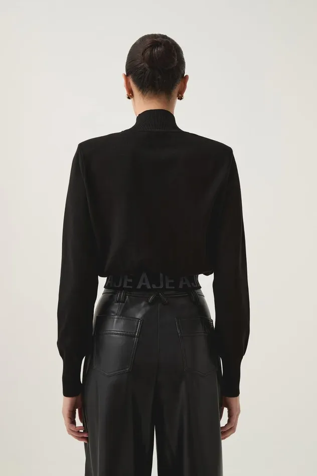 Aje Knitwear and Jumpers Soloist Logo Cropped Knit Black 8211 Women Aje Knitwear and Jumpers Soloist Logo Cropped Knit Black 8211 Women