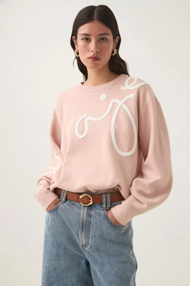 Aje Knitwear and Jumpers Symbol Calligraphy Knit Jumper Blush Pinkivory 8211 Women