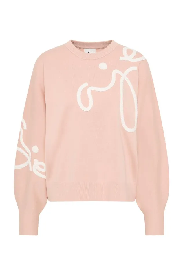 Aje Knitwear and Jumpers Symbol Calligraphy Knit Jumper Blush Pinkivory 8211 Women Aje Knitwear and Jumpers Symbol Calligraphy Knit Jumper Blush Pinkivory 8211 Women