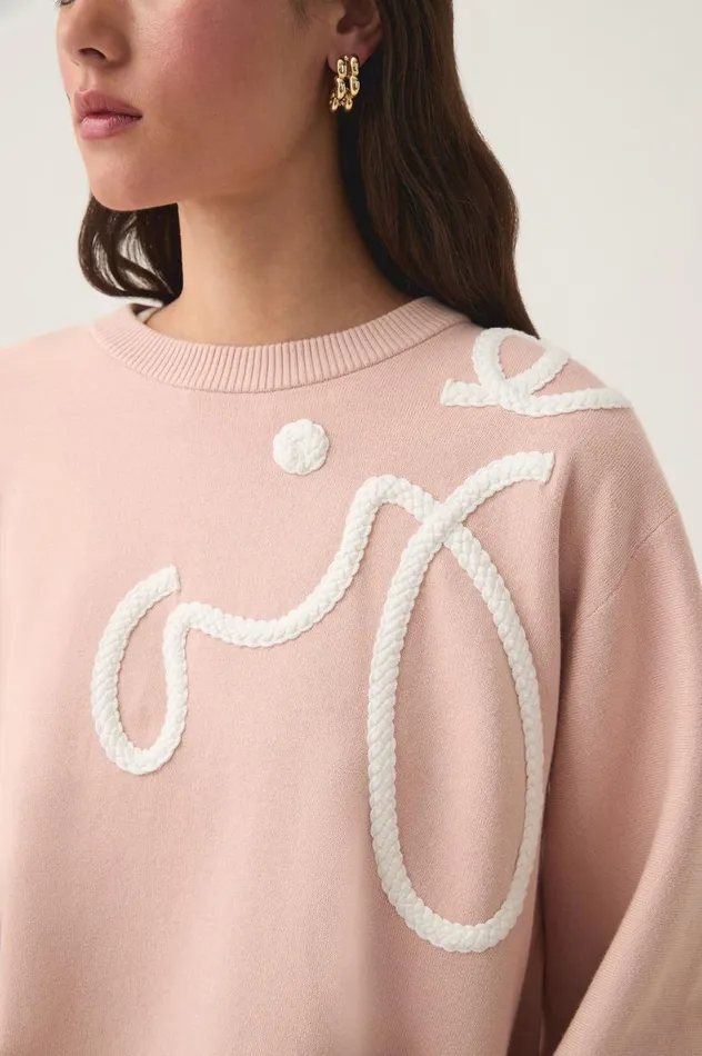 Aje Knitwear and Jumpers Symbol Calligraphy Knit Jumper Blush Pinkivory 8211 Women Aje Knitwear and Jumpers Symbol Calligraphy Knit Jumper Blush Pinkivory 8211 Women