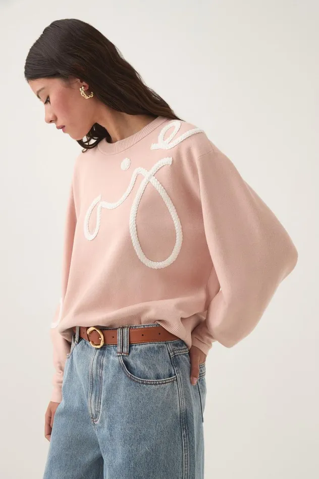 Aje Knitwear and Jumpers Symbol Calligraphy Knit Jumper Blush Pinkivory 8211 Women Aje Knitwear and Jumpers Symbol Calligraphy Knit Jumper Blush Pinkivory 8211 Women