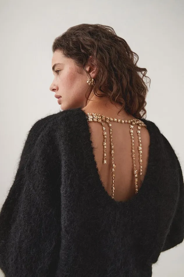 Aje Knitwear and Jumpers Trinity Crystal Oversized Knit Black 8211 Women