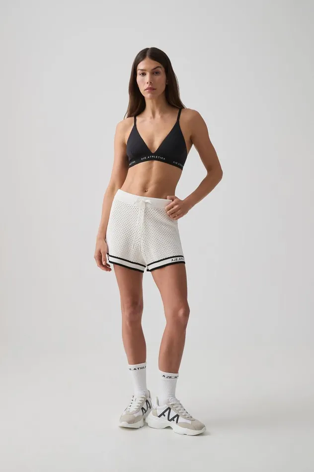Aje Shorts Open Knit Short 604 Whiteblack 8211 Women