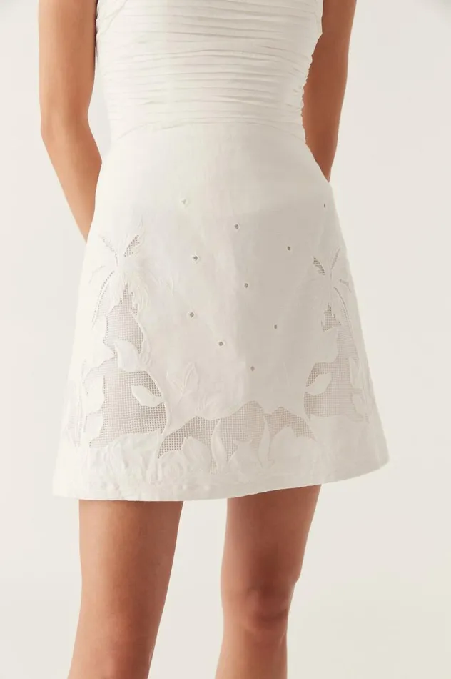 Aje Skirts Agua Embroidered Mini Skirt Ivory 8211 Women Aje Skirts Agua Embroidered Mini Skirt Ivory 8211 Women