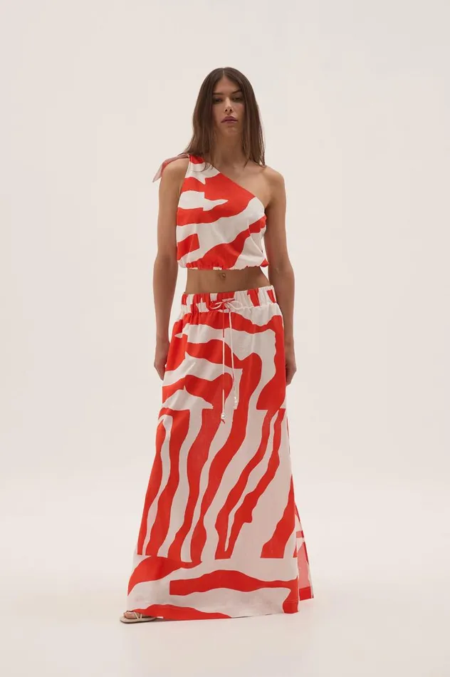 Aje Skirts Airlie Maxi Skirt Coral Zebra 8211 Women