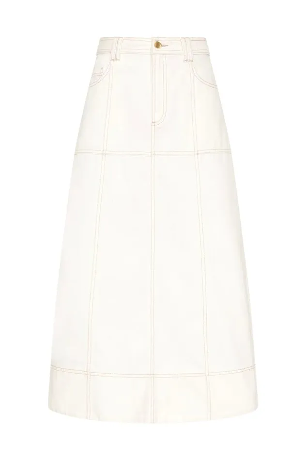 Aje Skirts Emilie Denim Midi Skirt White 8211 Women Aje Skirts Emilie Denim Midi Skirt White 8211 Women