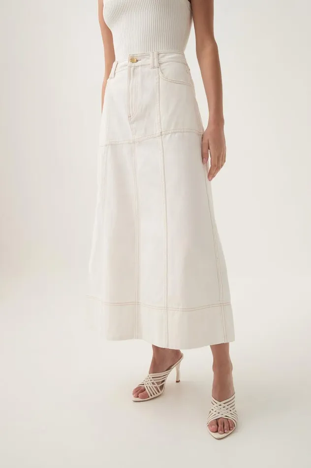 Aje Skirts Emilie Denim Midi Skirt White 8211 Women Aje Skirts Emilie Denim Midi Skirt White 8211 Women