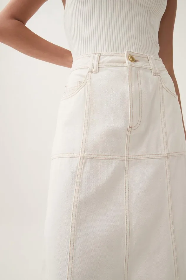 Aje Skirts Emilie Denim Midi Skirt White 8211 Women Aje Skirts Emilie Denim Midi Skirt White 8211 Women