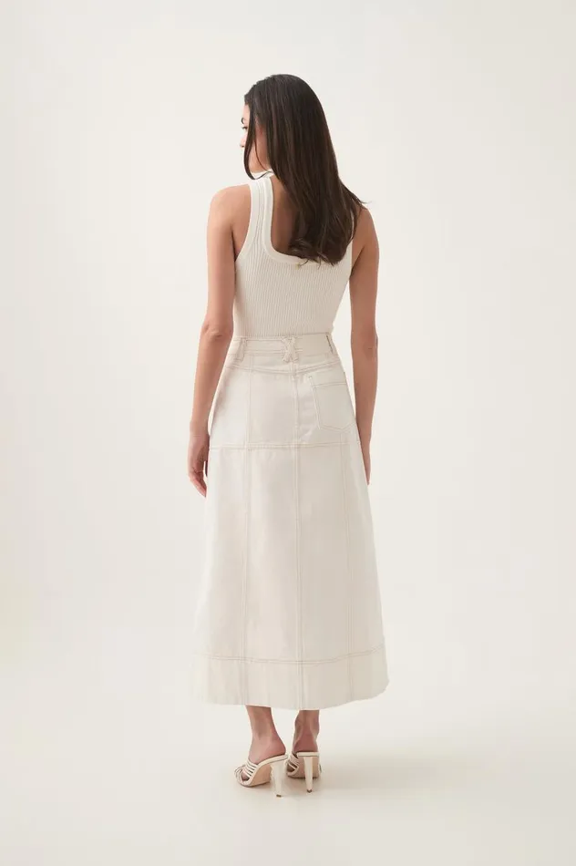 Aje Skirts Emilie Denim Midi Skirt White 8211 Women Aje Skirts Emilie Denim Midi Skirt White 8211 Women