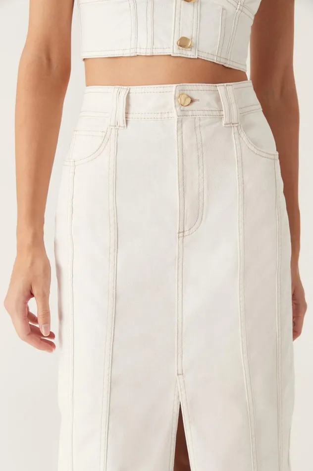 Aje Skirts Farley Denim Midi Skirt White 8211 Women Aje Skirts Farley Denim Midi Skirt White 8211 Women