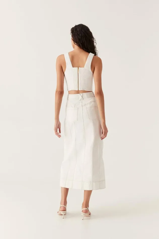 Aje Skirts Farley Denim Midi Skirt White 8211 Women Aje Skirts Farley Denim Midi Skirt White 8211 Women