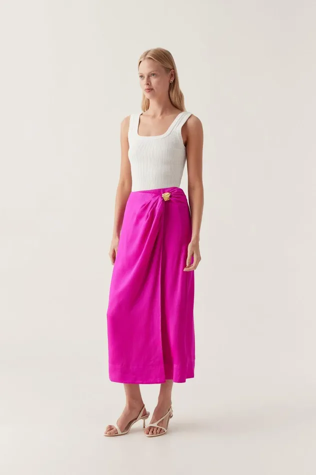 Aje Skirts Foundation Midi Skirt Deep Magenta 8211 Women