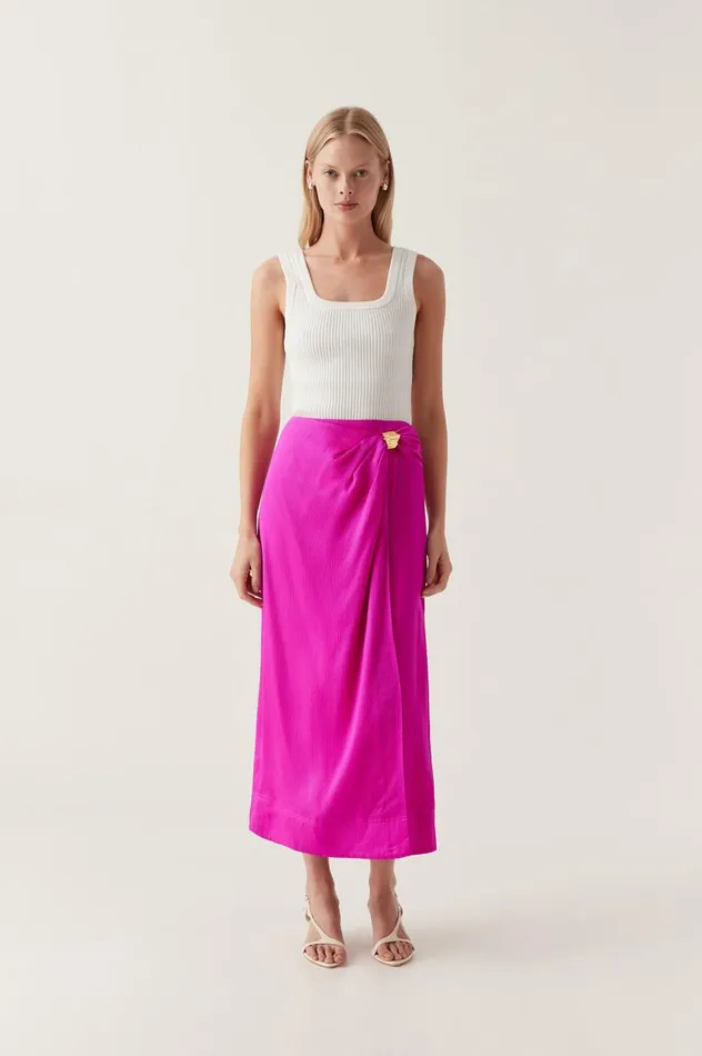 Aje Skirts Foundation Midi Skirt Deep Magenta 8211 Women Aje Skirts Foundation Midi Skirt Deep Magenta 8211 Women
