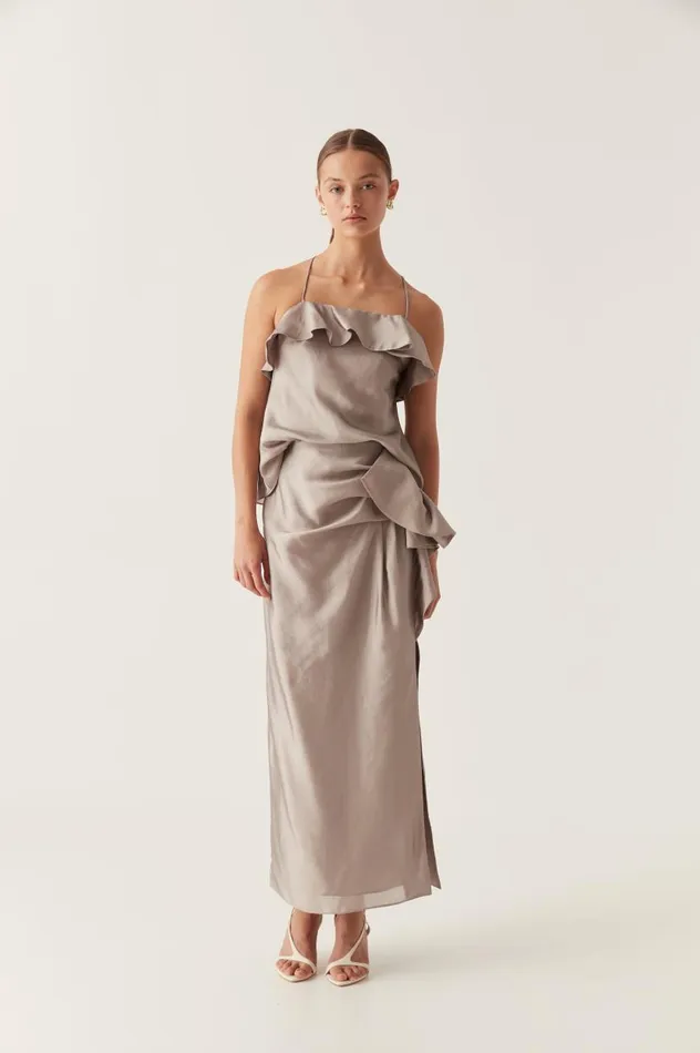 Aje Skirts Immersion Maxi Skirt Metallic Oyster Grey 8211 Women