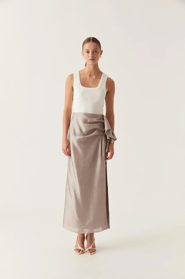 Aje Skirts Immersion Maxi Skirt Metallic Oyster Grey 8211 Women Aje Skirts Immersion Maxi Skirt Metallic Oyster Grey 8211 Women