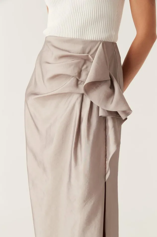 Aje Skirts Immersion Maxi Skirt Metallic Oyster Grey 8211 Women Aje Skirts Immersion Maxi Skirt Metallic Oyster Grey 8211 Women