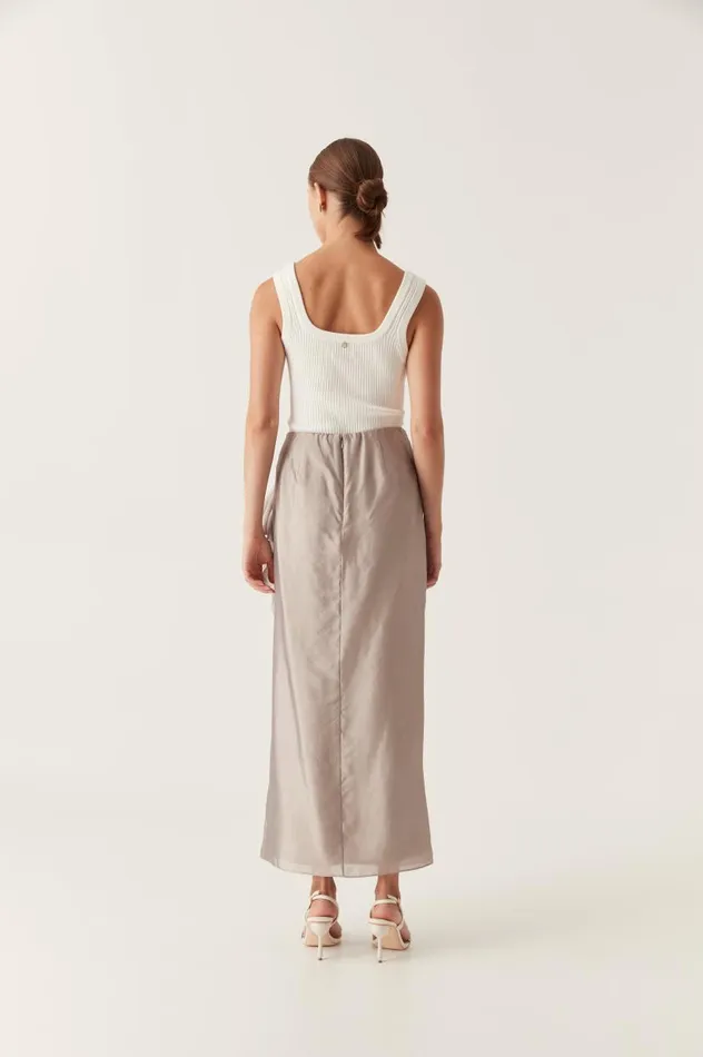 Aje Skirts Immersion Maxi Skirt Metallic Oyster Grey 8211 Women Aje Skirts Immersion Maxi Skirt Metallic Oyster Grey 8211 Women