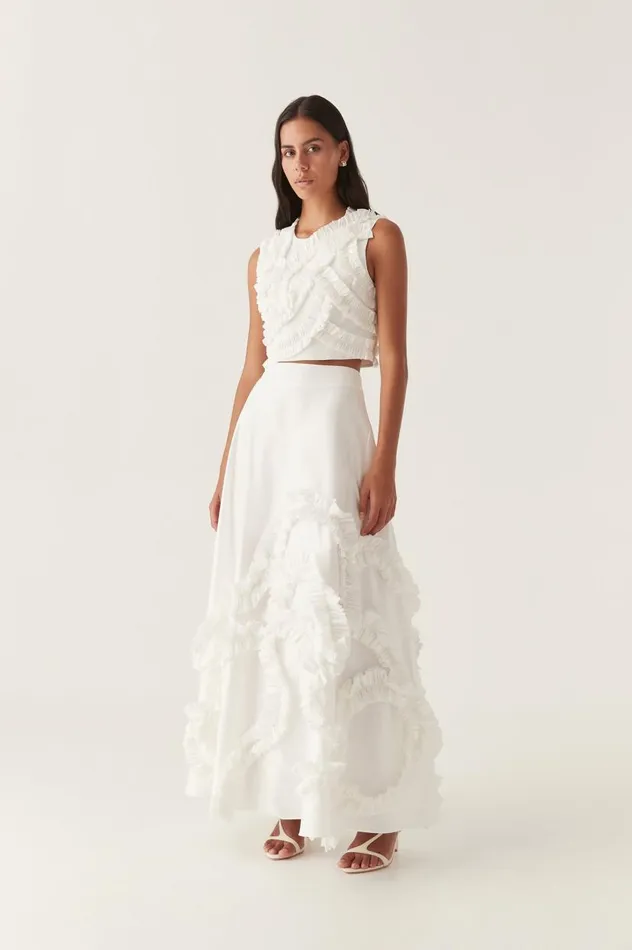 Aje Skirts Kendra Frill Maxi Skirt Ivory 8211 Women Aje Skirts Kendra Frill Maxi Skirt Ivory 8211 Women