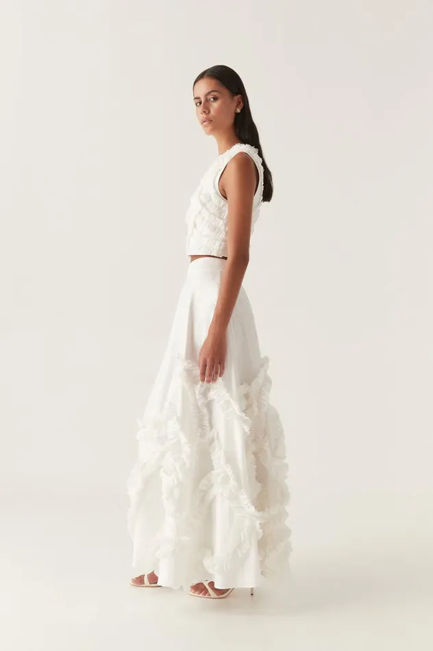 Aje Skirts Kendra Frill Maxi Skirt Ivory 8211 Women Aje Skirts Kendra Frill Maxi Skirt Ivory 8211 Women