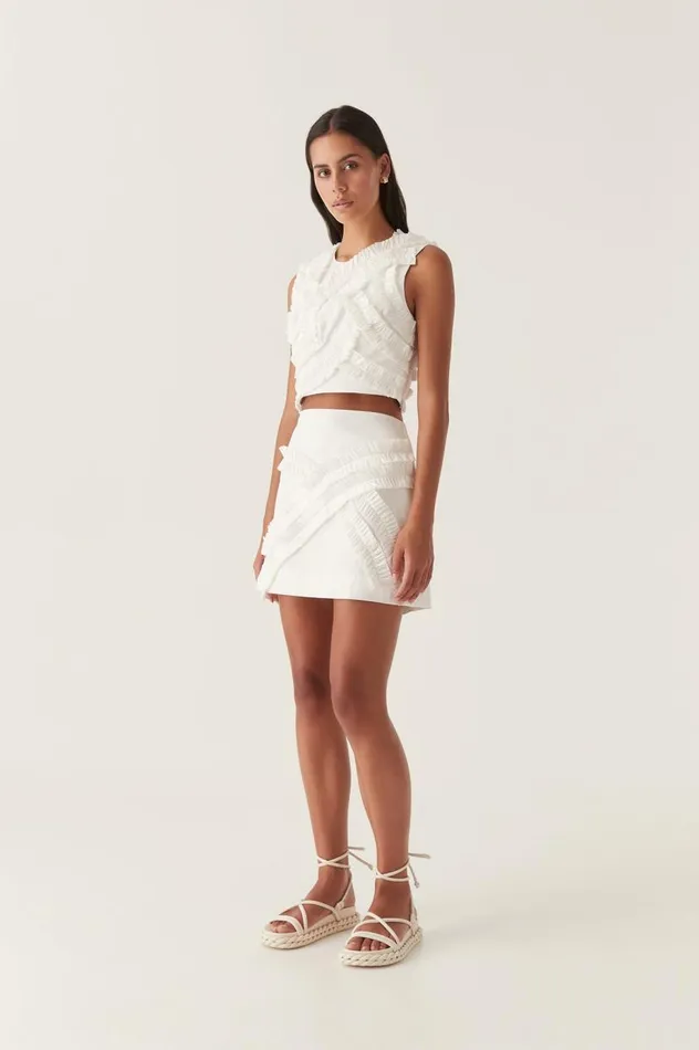 Aje Skirts Kendra Frill Mini Skirt Ivory 8211 Women Aje Skirts Kendra Frill Mini Skirt Ivory 8211 Women