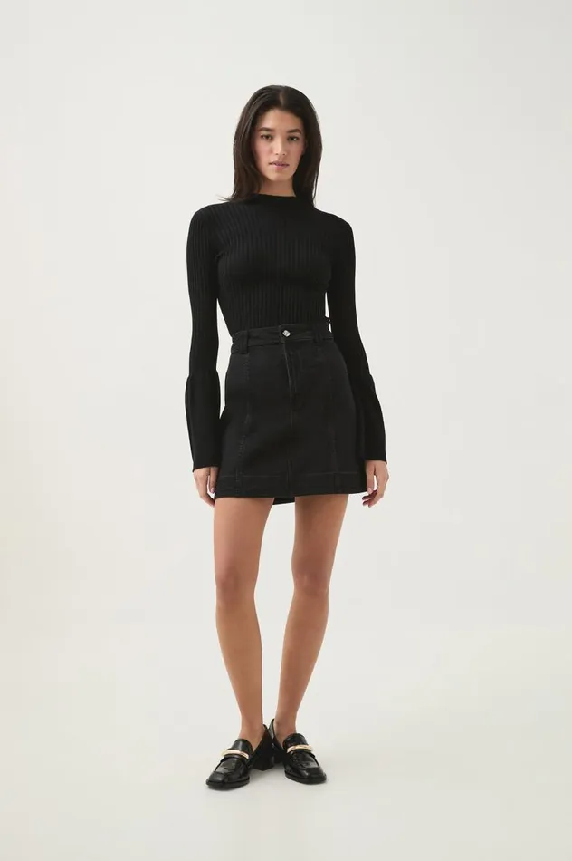 Aje Skirts Maya Denim Mini Skirt Black 8211 Women