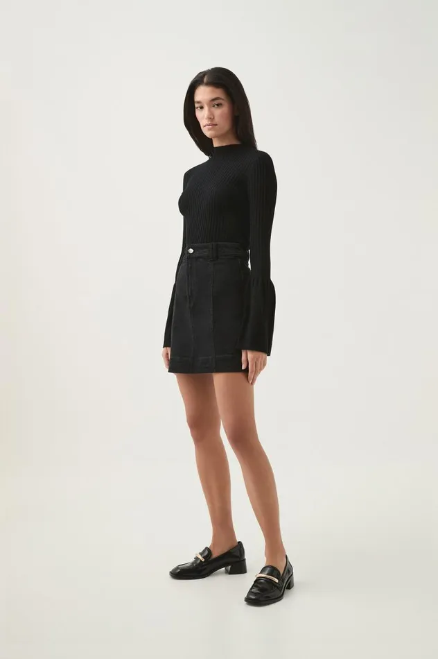 Aje Skirts Maya Denim Mini Skirt Black 8211 Women Aje Skirts Maya Denim Mini Skirt Black 8211 Women