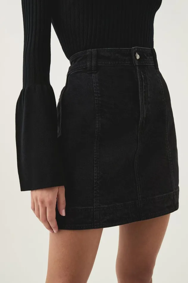 Aje Skirts Maya Denim Mini Skirt Black 8211 Women Aje Skirts Maya Denim Mini Skirt Black 8211 Women