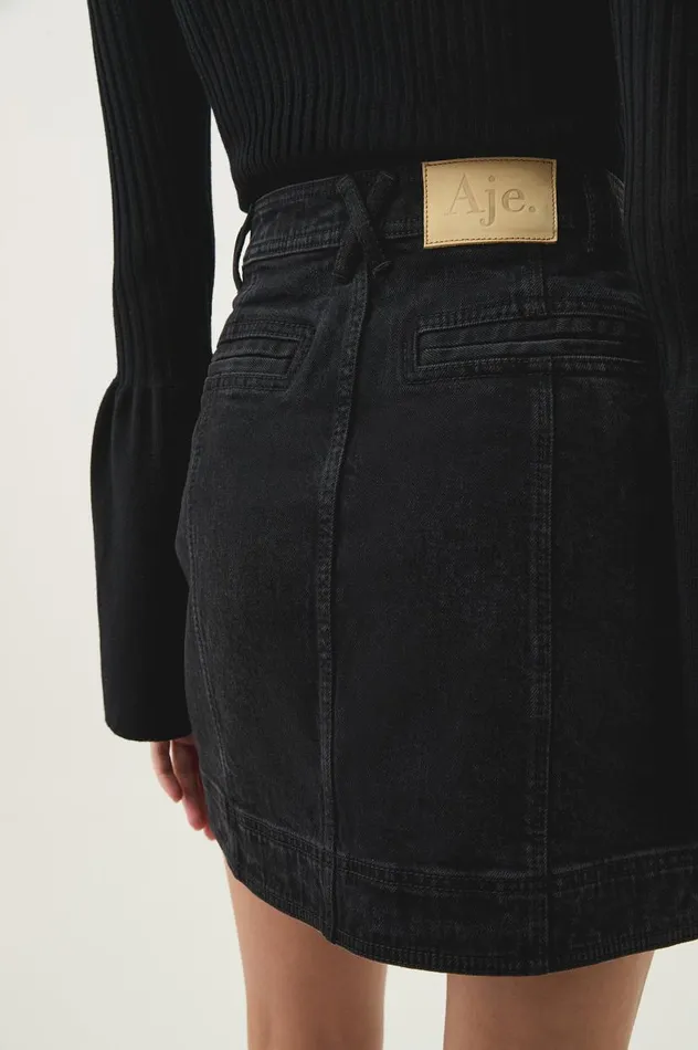 Aje Skirts Maya Denim Mini Skirt Black 8211 Women Aje Skirts Maya Denim Mini Skirt Black 8211 Women