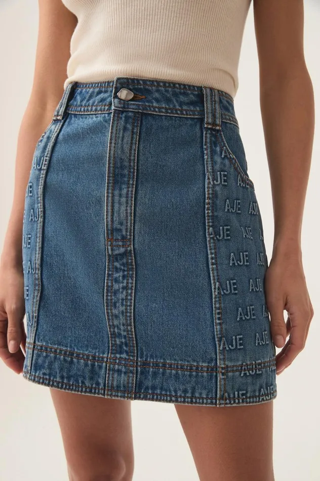 Aje Skirts Nika Logo Denim Mini Skirt 90039s Wash 8211 Women
