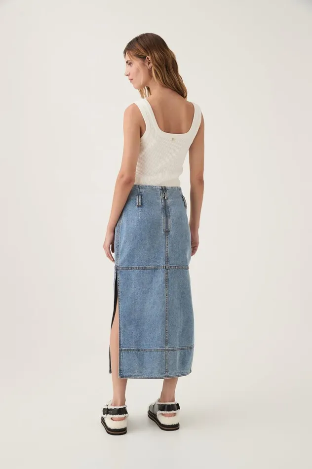 Aje Skirts Outline Denim Midi Skirt Coastal Blue 8211 Women