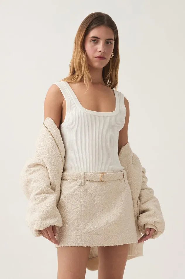 Aje Skirts Tectonic Jacquard Mini Skirt Cream 8211 Women Aje Skirts Tectonic Jacquard Mini Skirt Cream 8211 Women