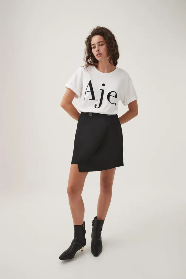 Aje Tees Alice Embroidered Logo Tee Whiteblack Logo 8211 Women Aje Tees Alice Embroidered Logo Tee Whiteblack Logo 8211 Women