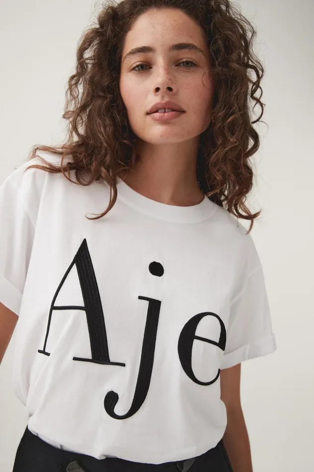 Aje Tees Alice Embroidered Logo Tee Whiteblack Logo 8211 Women Aje Tees Alice Embroidered Logo Tee Whiteblack Logo 8211 Women