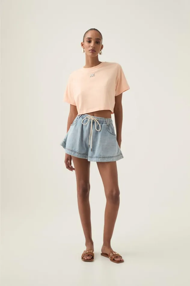 Aje Tees Beam Embroidered Logo Tee Light Apricot 8211 Women