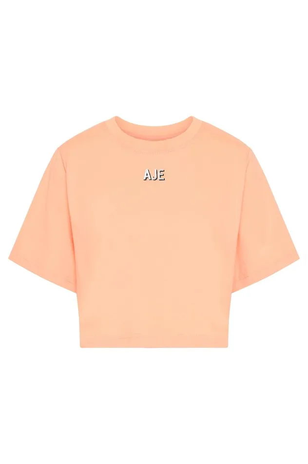 Aje Tees Beam Embroidered Logo Tee Light Apricot 8211 Women Aje Tees Beam Embroidered Logo Tee Light Apricot 8211 Women
