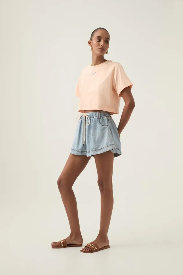 Aje Tees Beam Embroidered Logo Tee Light Apricot 8211 Women Aje Tees Beam Embroidered Logo Tee Light Apricot 8211 Women
