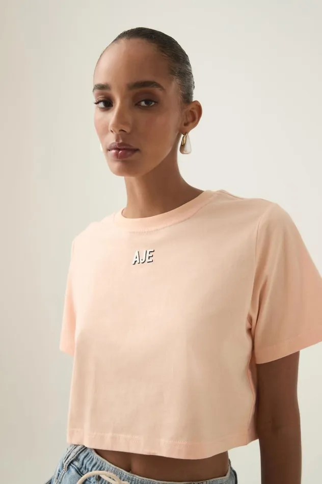Aje Tees Beam Embroidered Logo Tee Light Apricot 8211 Women Aje Tees Beam Embroidered Logo Tee Light Apricot 8211 Women
