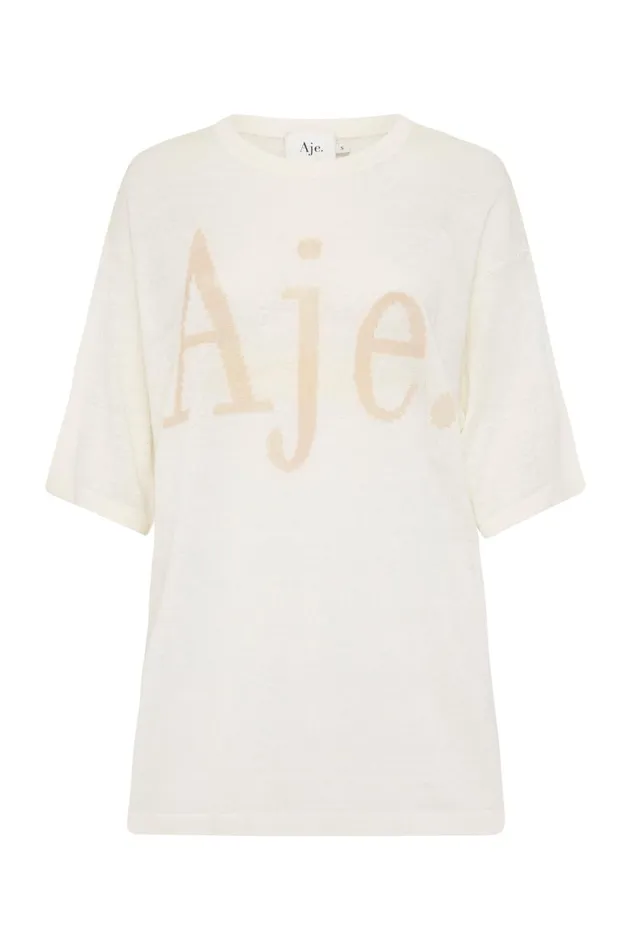 Aje Tees Elvira Oversized Linen Tee Ivorybeige Logo 8211 Women Aje Tees Elvira Oversized Linen Tee Ivorybeige Logo 8211 Women