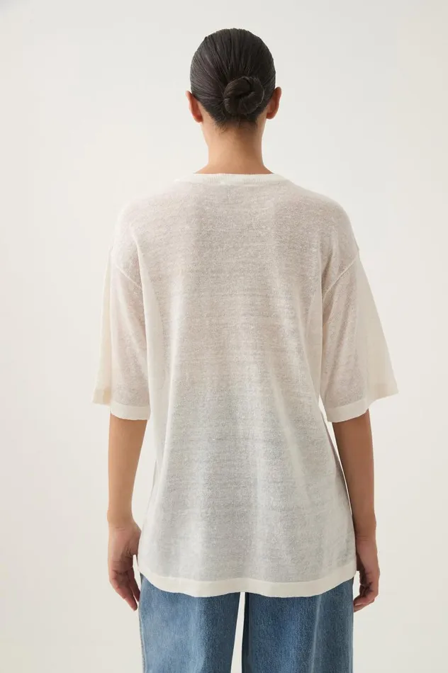 Aje Tees Elvira Oversized Linen Tee Ivorybeige Logo 8211 Women Aje Tees Elvira Oversized Linen Tee Ivorybeige Logo 8211 Women