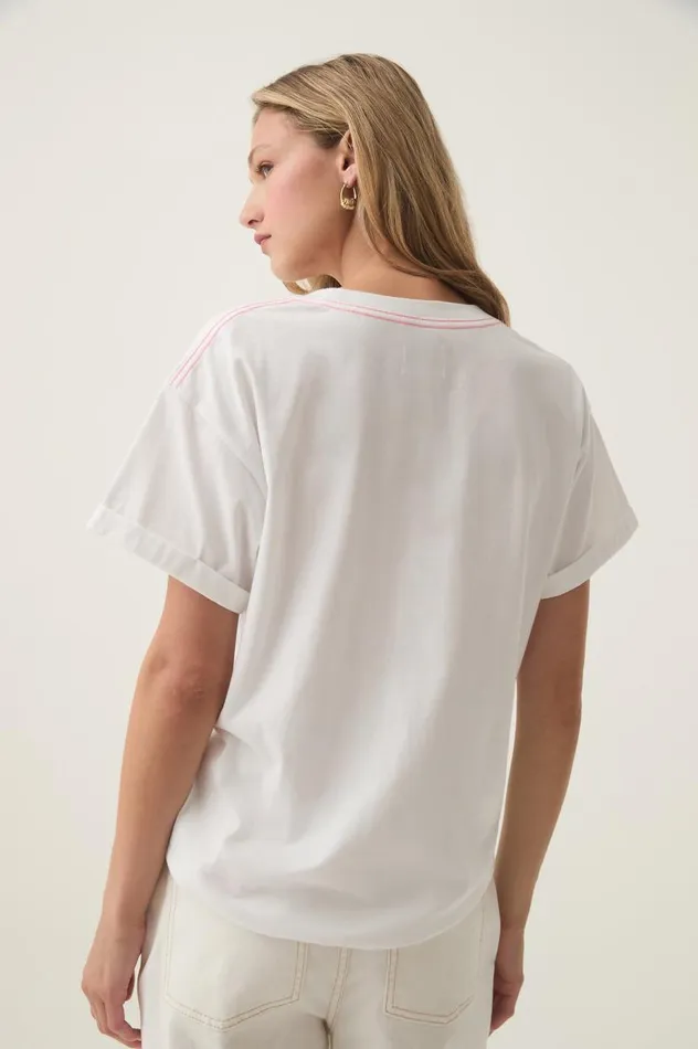 Aje Tees Fondness Embellished Logo Tee Whitesunrise Pink Logo 8211 Women