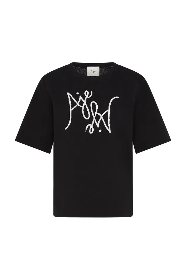 Aje Tees Prophecy Knit Oversized Tee Blackivory 8211 Women