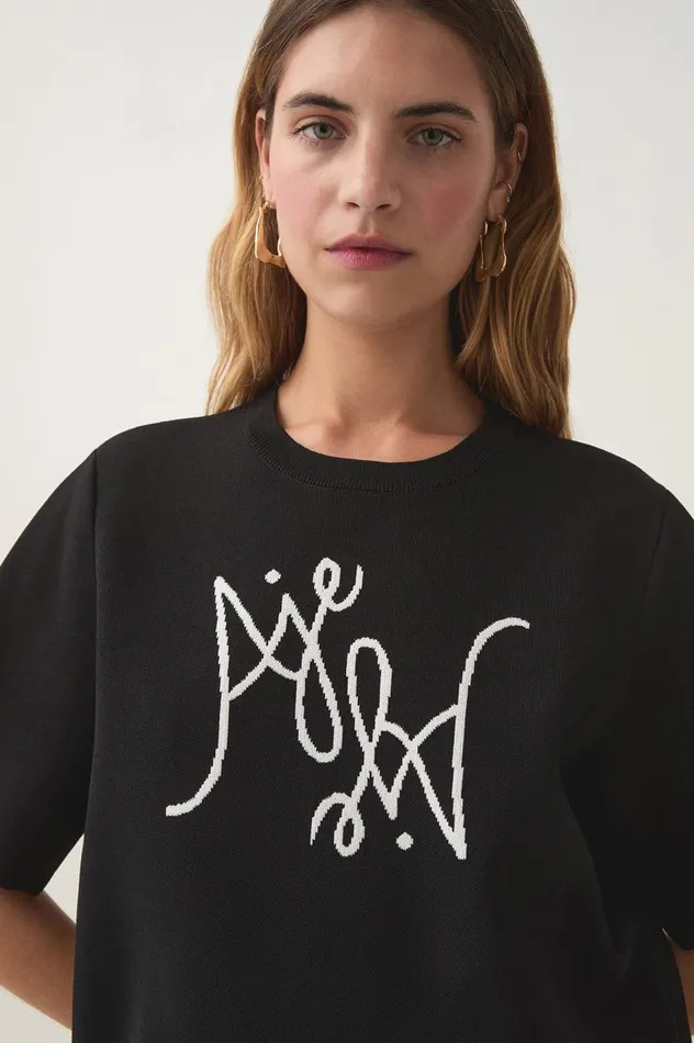 Aje Tees Prophecy Knit Oversized Tee Blackivory 8211 Women