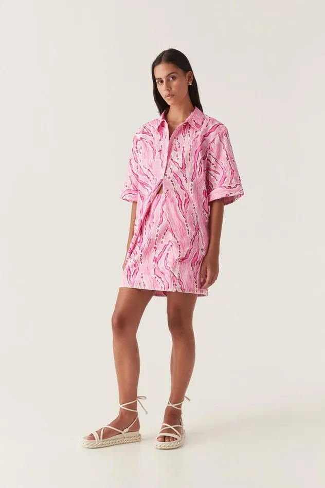 Aje Tops Blaze Stitch Oversized Shirt Dappled Flame 8211 Women