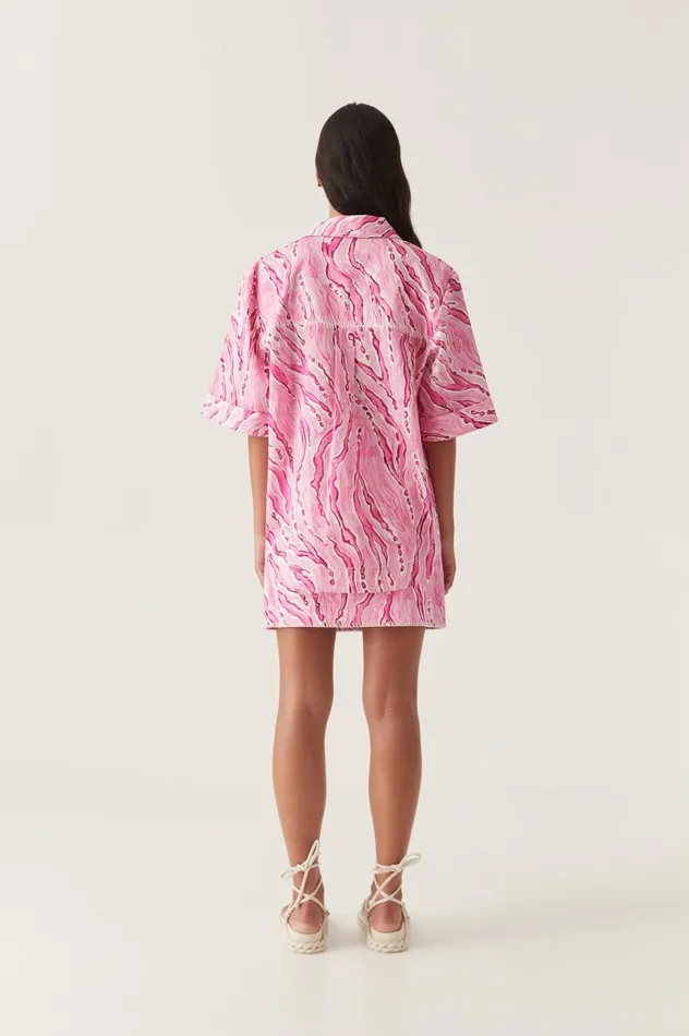 Aje Tops Blaze Stitch Oversized Shirt Dappled Flame 8211 Women