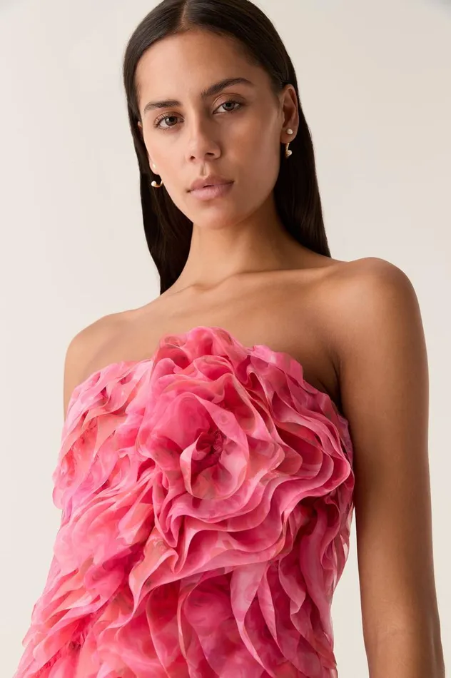 Aje Tops Charmed Rosette Ruffle Bustier Misty Rose 8211 Women Aje Tops Charmed Rosette Ruffle Bustier Misty Rose 8211 Women